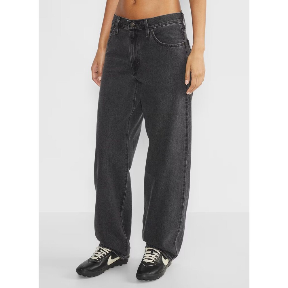 Levis Premium Womens Baggy Dad Denim Jeans Black Gray Mid Rise Loose Relaxed